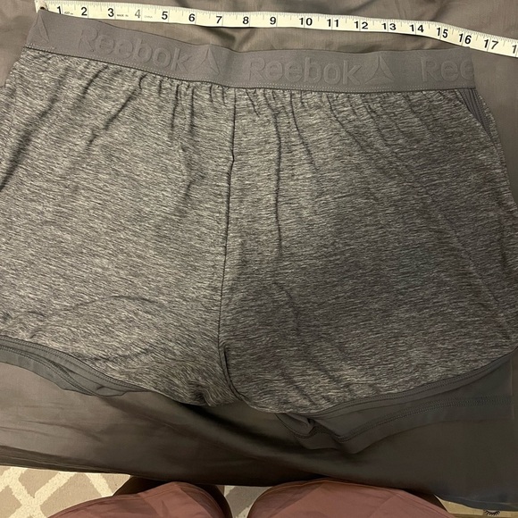 2 Pair Reebok Running Lined w/ Under/Biker Shorts Soft Athletic Shorts - Picture 3 of 6